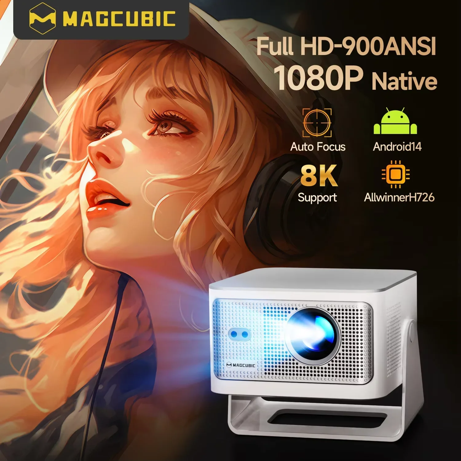 Magcubic Auto Focus проєктор Android14 4K 900ANSI