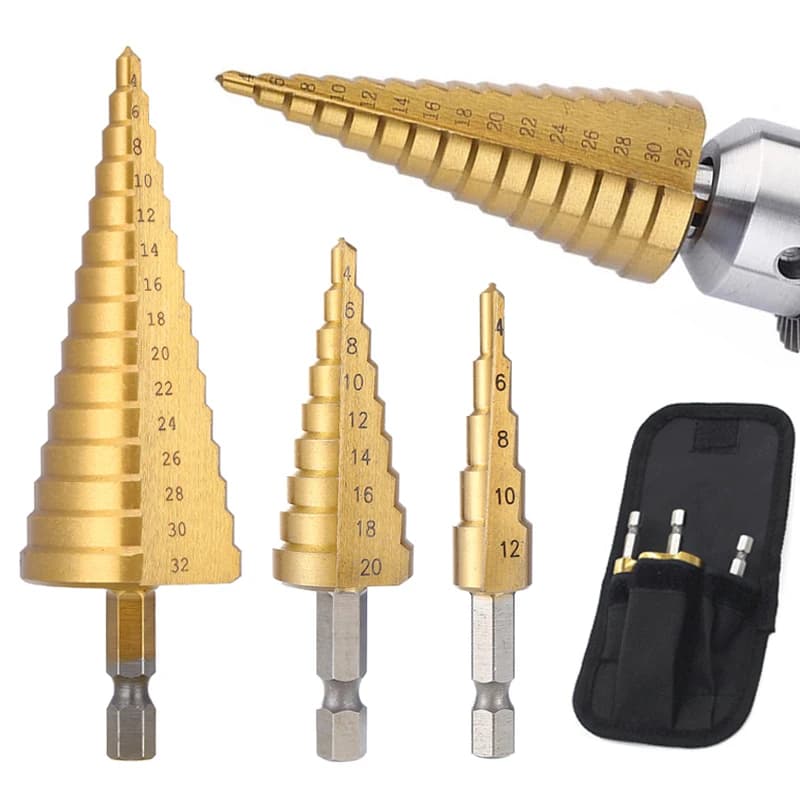 HSS step drill bit for metal and wood