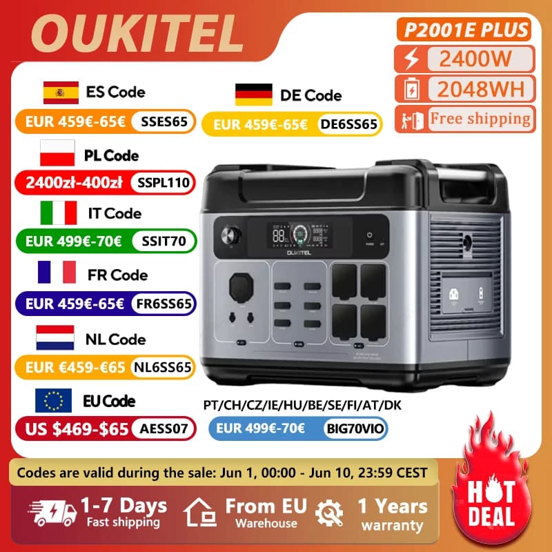 OUKITEL P2001E PLUS 2400W Portable Power 2048Wh