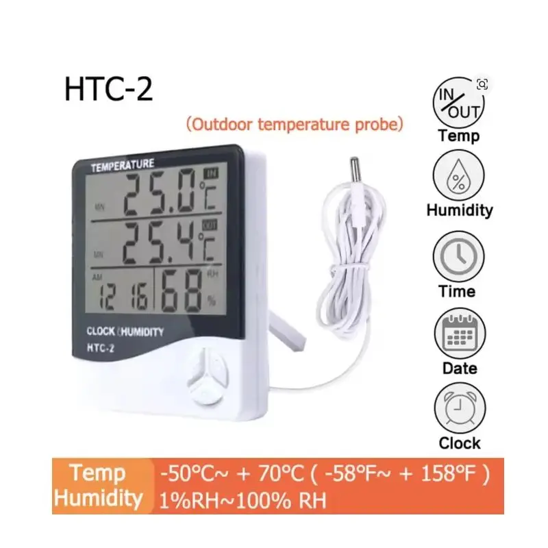 Cyfrowy miernik temperatury i wilgotności LCD HTC-2/HTC-1