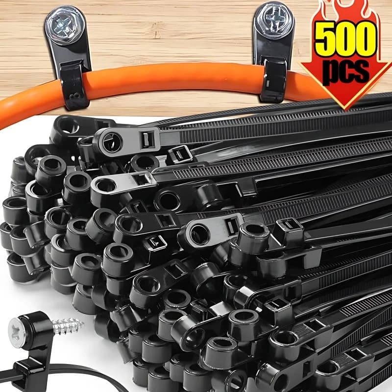 Screw Hole Cable Ties Reusable Fixed Nylon