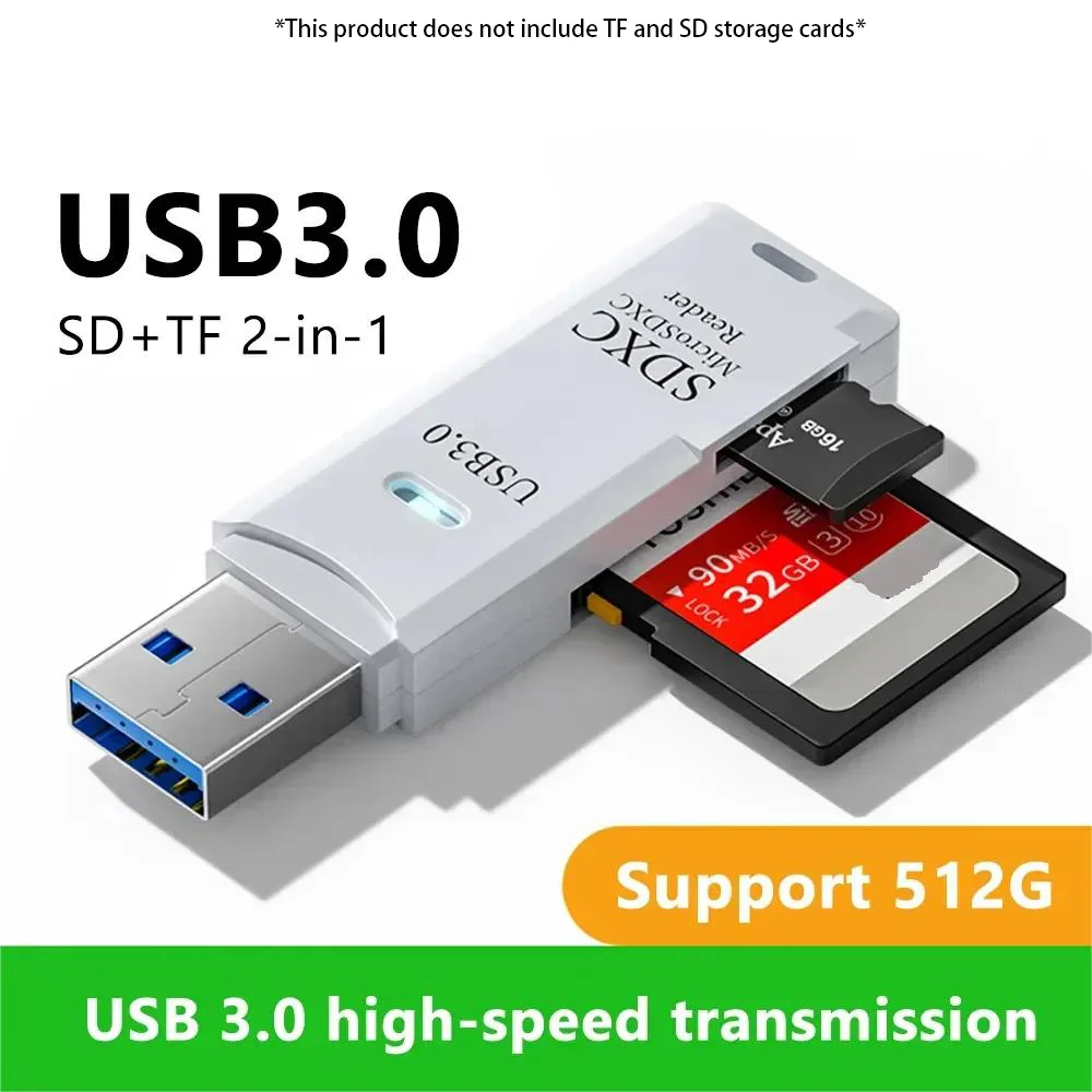 2-in-1 multifunction USB 3.0 card reader