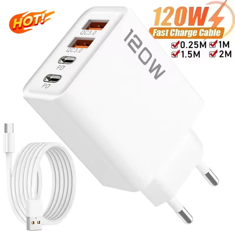 4-port 120W USB-C fast charging station