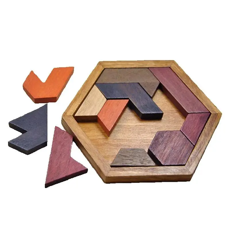 Wooden Geometric Shape Jigsaw Board Puzzles Kids