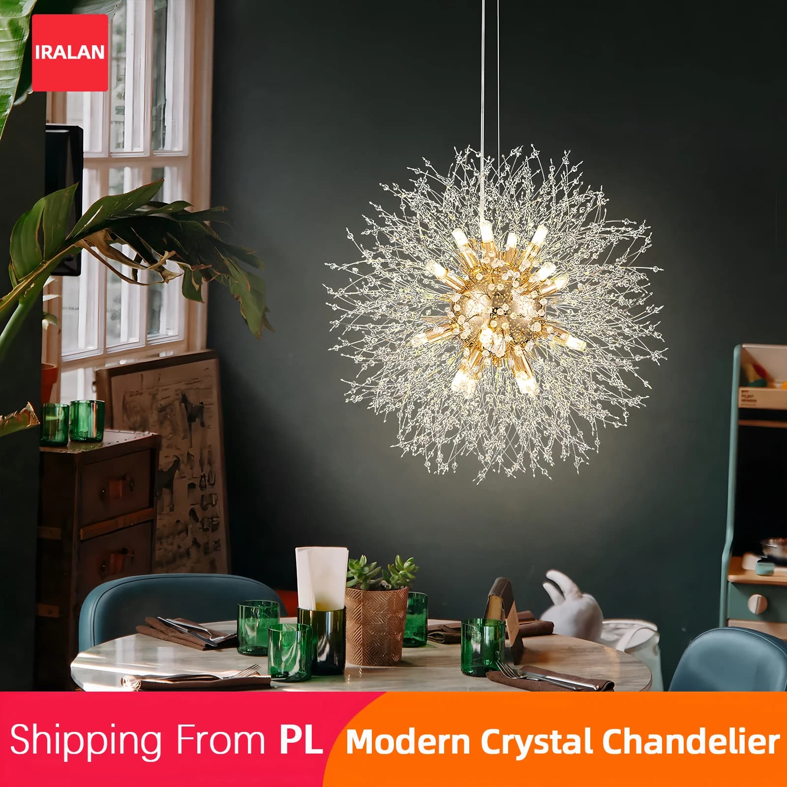 Luxury LED Ceiling Lamp Crystal Dandelion Pendant