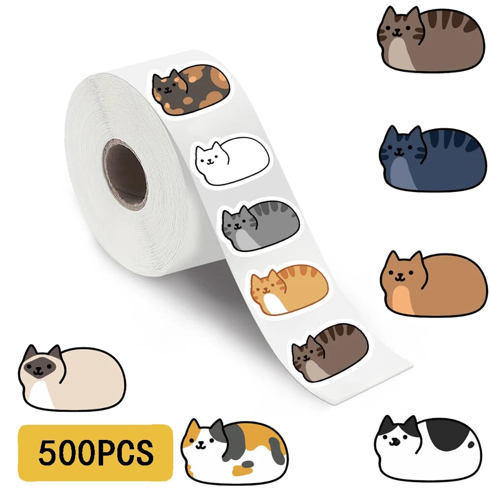 Kawaii Cartoon Cat Tuo Tuo Roll Stickers