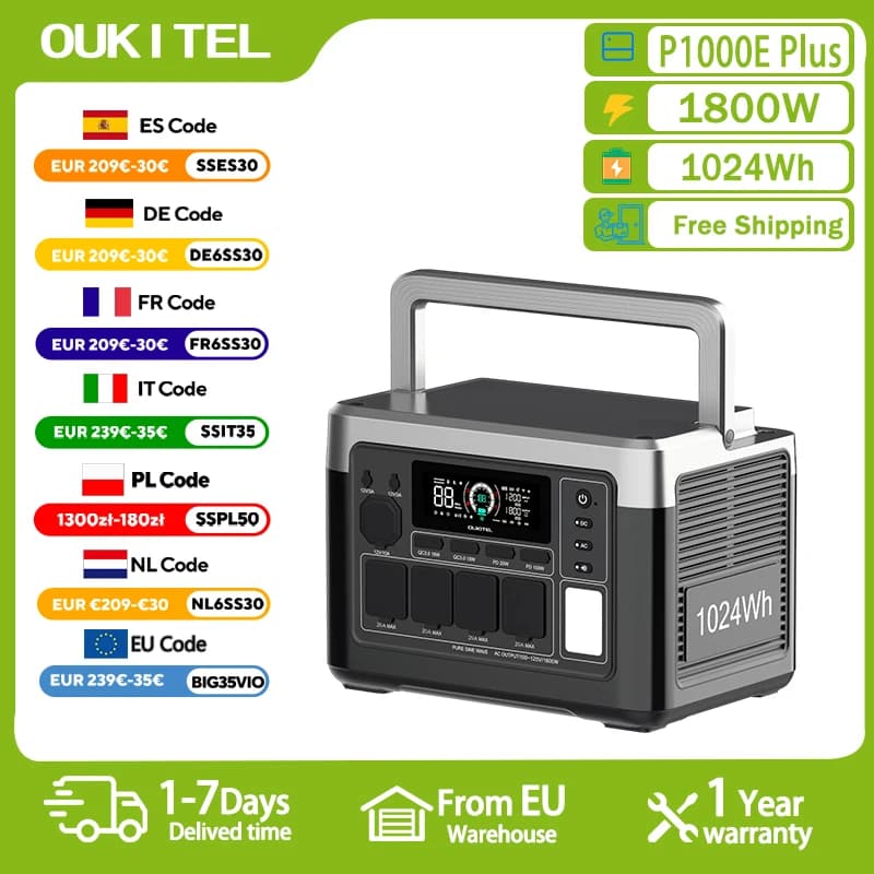 OUKITEL P1000 PLUS Portable Power Station 1800W
