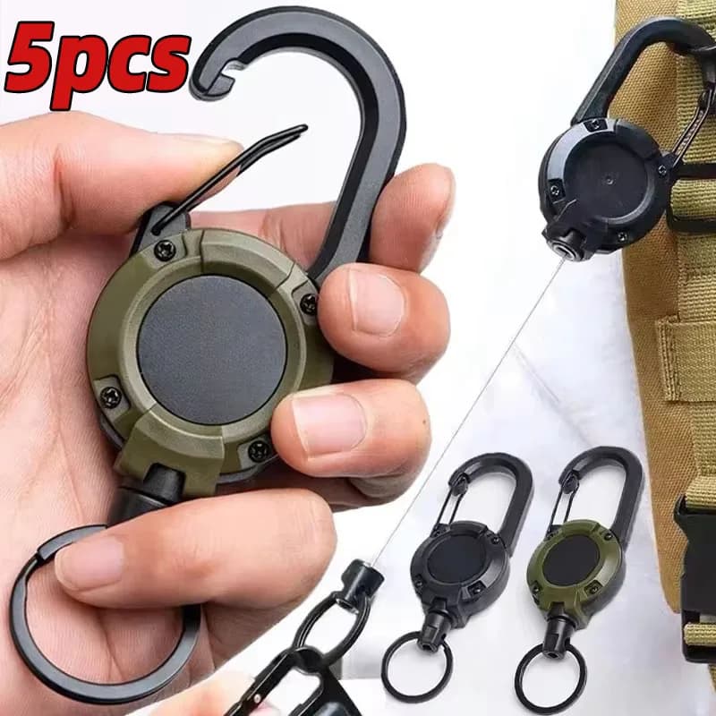 Heavy-duty retractable carabiner with reel and strong cord