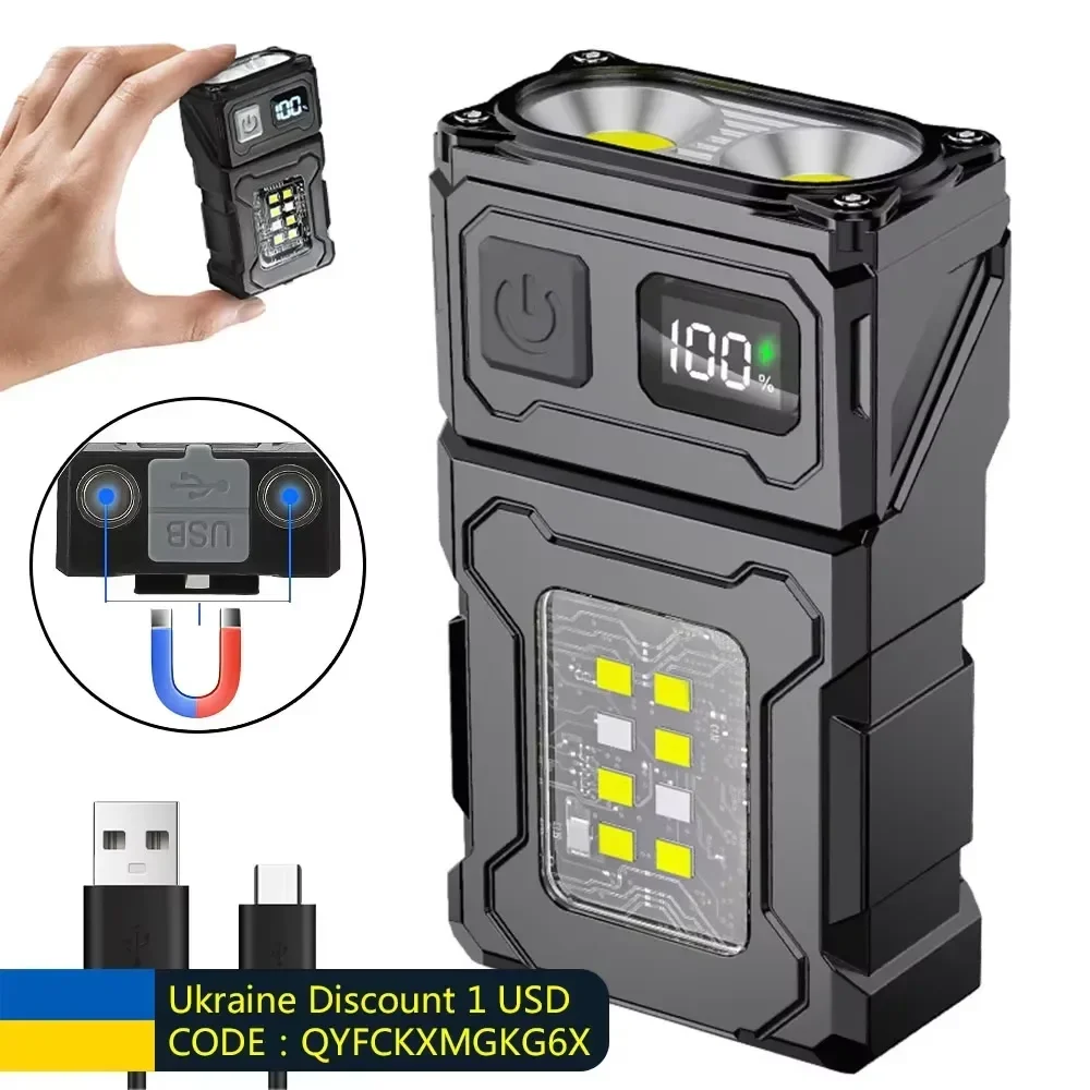 MINI USB Rechargeable LED Flashlight Portable Tail