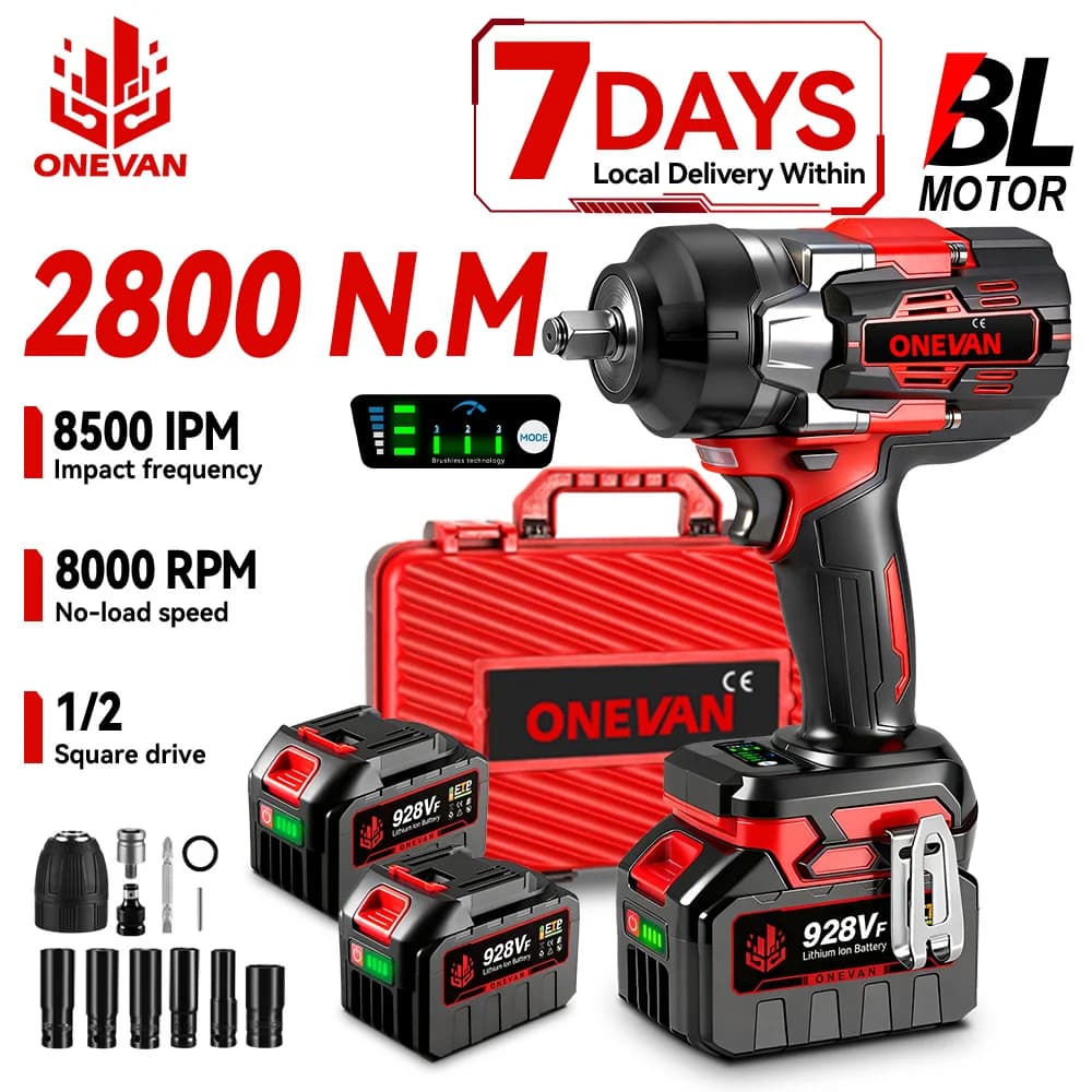 ONEVAN 2800N.M Brushless Electric Impact Wrench Cordless