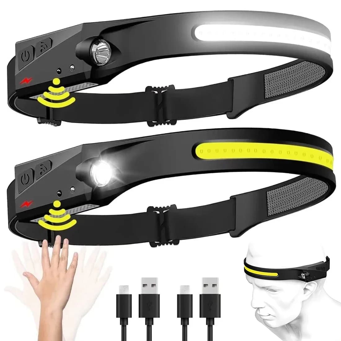 LED Induction Headlamp Camping Search Light USB