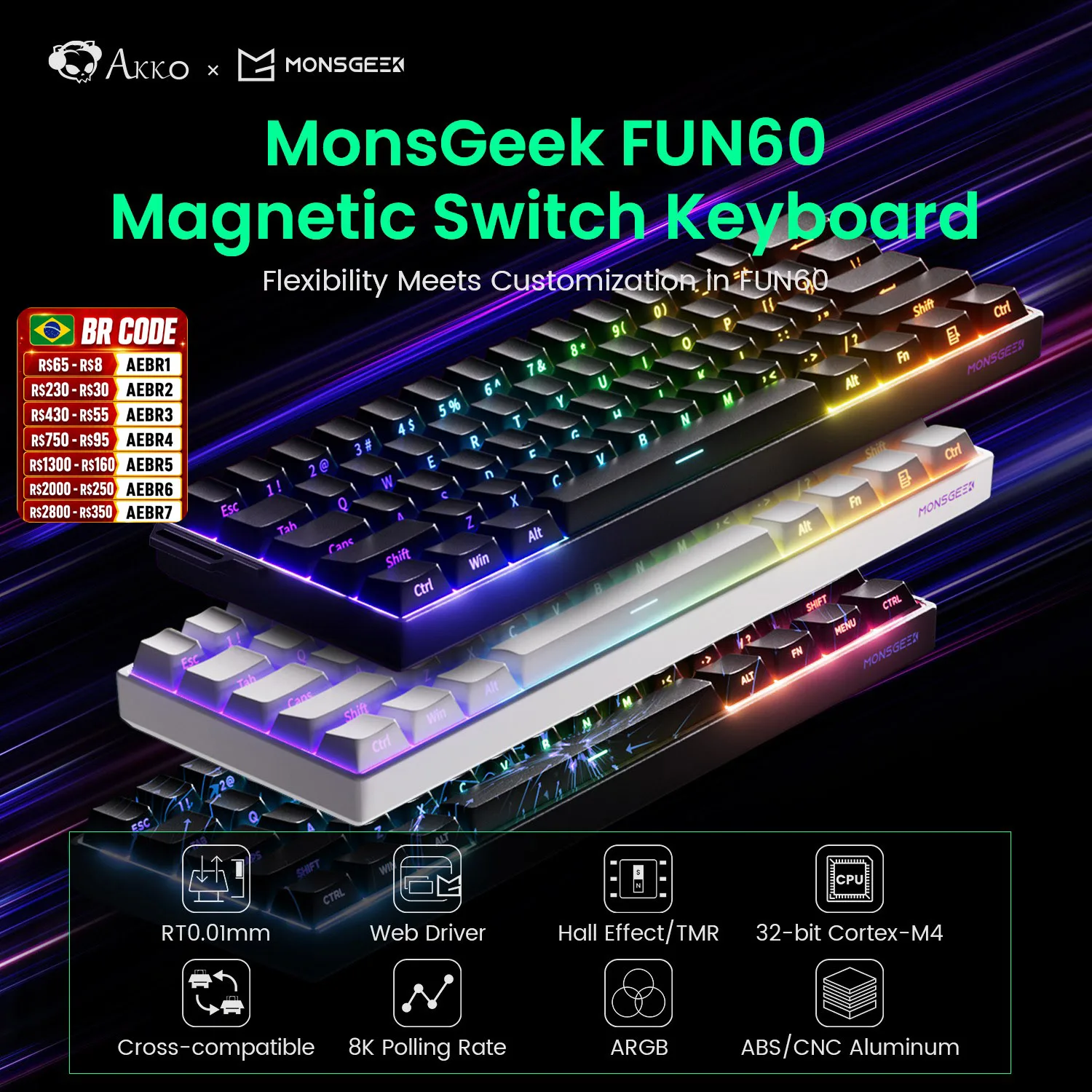 Akko Mons Geek FUN60 Mechanical Keyboard Magnetic