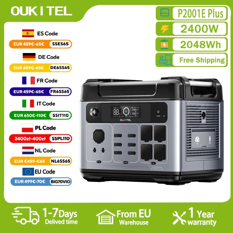 OUKITEL P2001E PLUS Portable Power Station 2400W