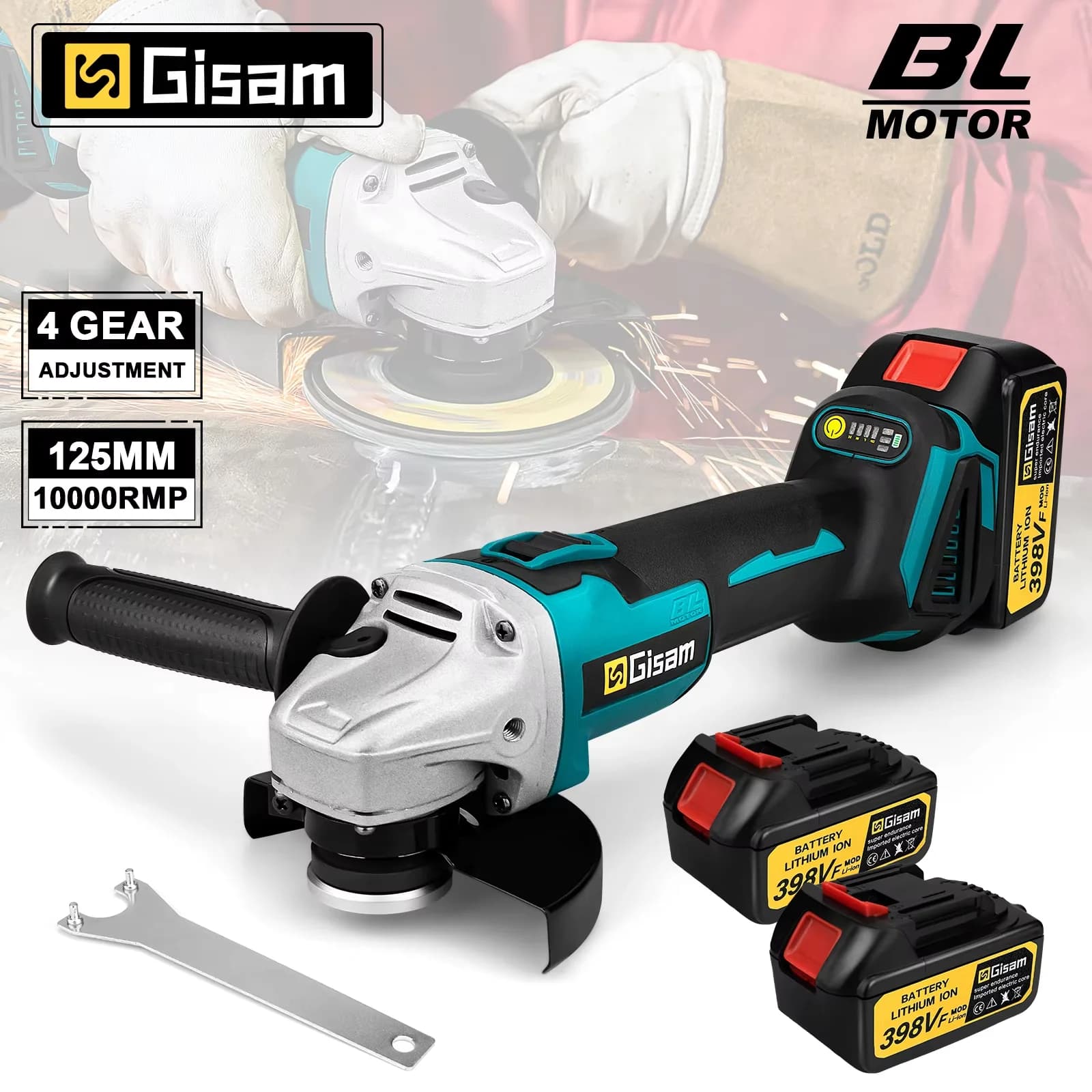 Gisam 125 mm Brushless Electric Angle Grinder