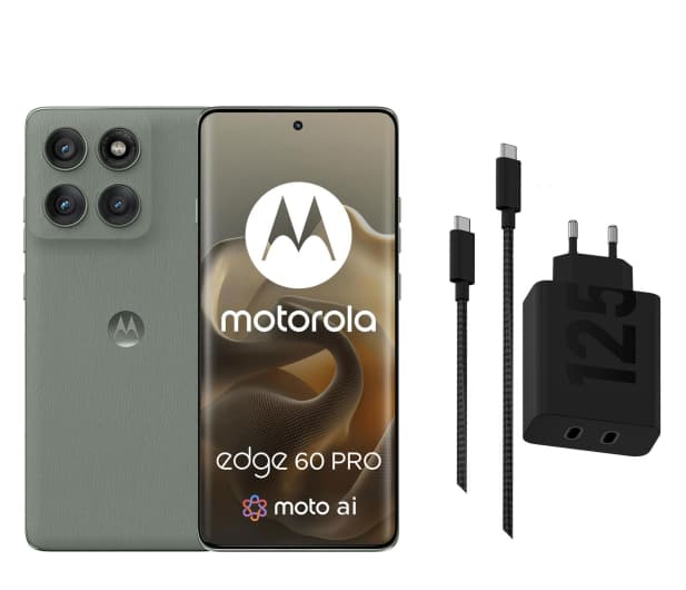 Zestaw Motorola edge 60 pro 5G 12/512GB Shadow z ładowarką 125W